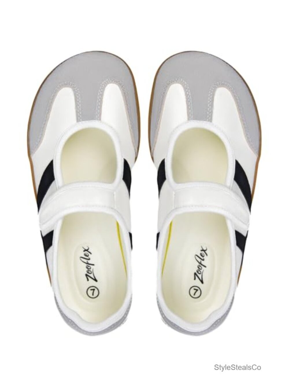 Women's Wide Toe Box Mary Jane Sneakers Flat Hook & Loop Casual